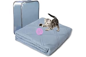 Winthome Weighted Blanket for Adult & Removable Cover, Heavy Blanket Designed for Insomnia, Anxiety and Stress Relief with Premium Glass Beads (Blue, 140x190cm 7.2kg)