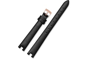 BREFER RHAIYAN Watch Band Compatible With Gucci Ya141501 Ya141401 Series Women's Notch Watch Bracelet GC Leather Watch Strap 12 14mm Specific (Color : Black Rose Gold, Size : 14mm)