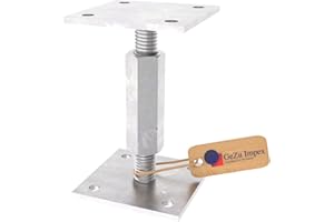 GeZu Impex Supporto per Pali Regolabile 70 x 70 mm Zincato Elettrolitico Ancoraggio per Pali Regolabile in Altezza Supporto per Recinzione con Base Elevata