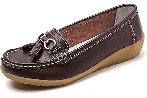 LTHTX Mocassini da donna in pelle comodi, piatti, casual, punta rotonda, mocassini da guida selvaggia, morbidi scarpe da passeggio da donna