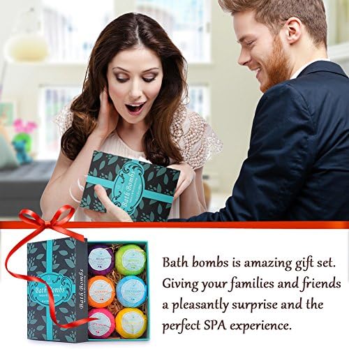 Bath Bombs, Birthday Anniversary Valentine's Day Gifts for Wife, Girlfriend, Her - 6 Large Natural Organic Relaxation Moisturizing SPA Fizzies With added Detox Ability by PURENJOY