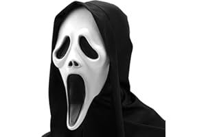 UNOLIGA Ghost Face Mask, Scream Mask for Adults Kids, Ghostface Mask, Halloween Latex Full Head Mask Scary Mask, White