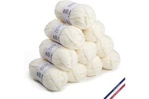 BERGERE DE FRANCE Bergère de France - BARISIENNE 7, lot de 10 pelotes de laine à tricoter et au crochet (10 x 50g) - 100% Acrylique - 6,5 mm - Fabrication Française - Gros Fil Rond très Doux - Beige (CHANTLLY)