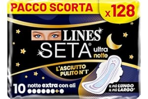 LINES SETA ULTRA EXTRA NOTTE, 16 Confezioni da 8 Assorbenti (128 assorbenti)