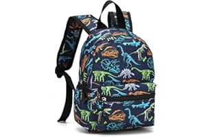 Qooloo Zaino mini dinosauro per bambini, zaino per ragazzi e ragazze, zaino per bambini, zaino per bambini di età compresa tra 3 e 6 anni, viaggio di vacanza, scuola all'aperto