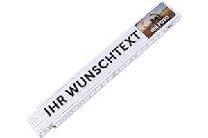 GRAVURZEILE Mètre pliant de 2 m avec impression UV - Texte au choix avec image - Personnalisé avec texte et photo - Mètre pliant avec affichage d'angle - Cadeaux pour hommes, papa et grand-père -