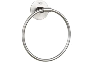 JS Self Adhesive Towel Holder,Stainless Steel Bathroom Towel Ring 7.08 inches/18cm,Wall Mounted 3M Self Adhesive Hand Towel Rails for Kitchen Bathrooms