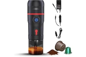 HiBREW H4 - cafetiere italienne portable,machines à café automatiques,machine expresso,Compatible avec capsules Nés* ou DG* café moulu,60ml,80W,camping,voiture (Classic,Noir)