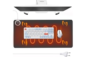 AICHARYNIC Podgrzewana podkładka pod mysz, z funkcją ogrzewania, 3 poziomy ogrzewania, podgrzewana podkładka pod mysz, 80 x 33 cm, duża mata pod mysz do komputera / laptopa / domu / biura, czarna