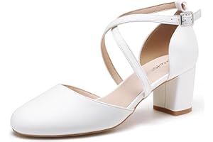 Greatonu Damen Pumps Riemchenpumps Spangenpumps Sandale mit Kreuz Knöchelriemen Blockabsatz Geschlossener Spitze Glitzer Pumps - Perfekt für Hochzeiten und Partys