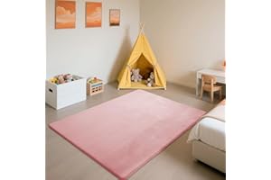 SETHEPACE Tapis d'éveil et de Jeux Bebe Epais de 3 CM, Tapis Salon Chambre Poil Ras Rose 80x200 CM, Tatami Tapis Doux pour la Chambre Bebe, Chambre d'enfants