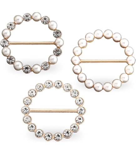 Yolev 9 Pezzi Ferma Foulard Donna Fibbia Per T Shirt In Metallo Con Strass Per Sciarpa In Seta Con Zirconi Cubici Per Cravatta Annodata Ferma Anello Per Ragazze