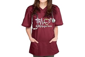 Sizoer Kasacks Damen Pflege Motiv Valentinstag Herz Gedruckt Arbeitskleidung Damen Kurzarm V-Ausschnitt Schwesternkittel Kasack Bunt Mit Taschen Kittel Pflege Damen Laborkittel