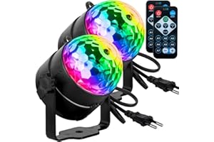 LABEOL Discokugel 2 Stück Musikgesteuert Party lichter 360° Rotierende Ball Lights Bühnenbeleuchtung Effektlicht DJ Stroboskop mit Fernbedienung für Weihnachten Halloween Party Abend Bar Geburtstag Club