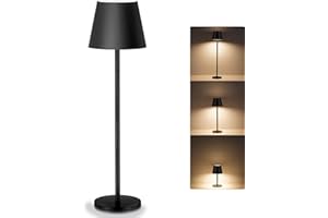 Seyxicnor Cordless Lamp Adjustable Height, 5400mAh Rechargeable Battery Table Lamp with Metal Lampshade Waterproof, 3 Color Dimmable Bedside Touch Lamp for Bedroom Restaurant Outdoor (Black-1PC)