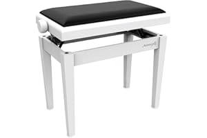 Audibax KB600 White Banco para Piano Teclado Ajustable Regulable. Acolchado