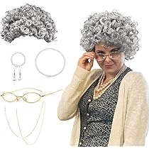 Oma Perücke Set Grau - Komplettset Mit Brille & Accessoires Für Kostümparty