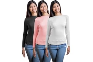 TEX LEAVES Pack de 3 Camisetas Manga Larga - Tejido Stretch de Tacto Aterciopelado