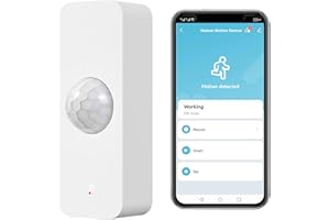 RISOON Sensor de Movimiento WiFi, Detector de Movimiento Inteligente inalámbrico Tuya PIR para Seguridad en el hogar, con aplicación de monitoreo Remoto, Comando de Voz Compatible con Alexa (1 Pack)