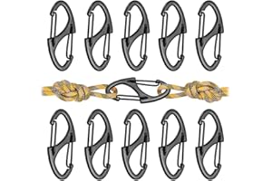 VYZUTR 10 Pièces Mousquetons INOX Antivol, Mousqueton Métal Mini flèche S Forme, Clips avec Boucle en Métal à Double Ressort, pour Activités de Plein Air, Camping, Pêche, Randonnée, Voyage