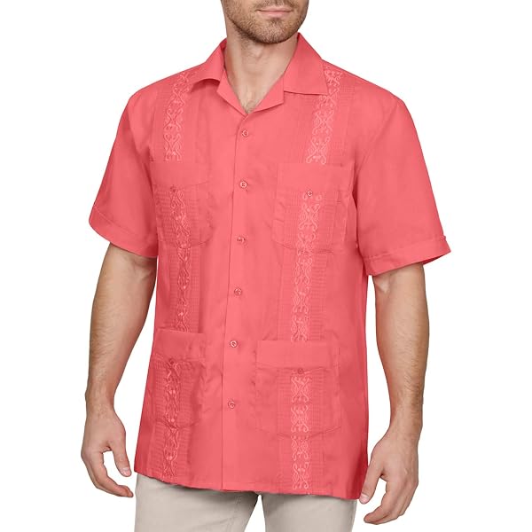 Camicia Guayabera Cubana Per Ragazzo – Maniche Corte, Ricami E 4 Tasche – G-Style USA - 4