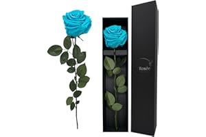 LA ROSEE ETERNELLE Rosa Eterna Perfumada 48 cm – Flor Natural Preservada de Ecuador – Regalo Romántico para Mujer : Cumpleaños, San Valentín, Boda o Día de la Madre – Color : Miami Blue