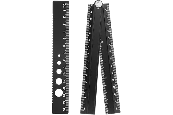 QUARKZMAN vik- och rak linjaluppsättning 30/15 cm metrisk aluminiumlegering, vikbar vinkelkniv med vågkant och ihålig cirkel