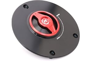 Autobahn88 Motorcycle Fuel Tank Cap, Keyless, Quick Lock/Release, compatible with Kawasaki Z125 /PRO 2016-2019, (Blade Style) (Body-Handle-Cap = Black-Red-Black)