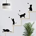 Funny cats jumping wall stickers living room cat sticker decor wallpaper art switch decal black vinyl butterfly decoration kitchen home kid bedroom dog cute moon poster decals transfers pet kids mural