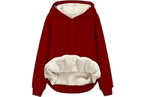 ASKSA Damska bluza polarowa z kapturem, sweter pluszowy, bluza z kapturem z jagnięcej, podszewka, oversize, Sherpa, gruba, górna część z kieszeniami