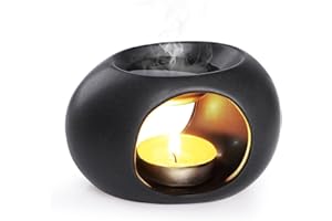 Bighan Wax Melt Burner Black Wax burner Ceramic Oil Burners Assorted Wax Warmer Aromatherapy Holder Candle Scented Diffuser Home Bedroom Decor