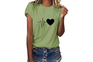 heekpek Camisetas Mujer Verano Manga Corta Casual Camiseta Holgada Estampado con Amor y Smile T-Shirt Mujer Multicolor Short Sleeve Shirt