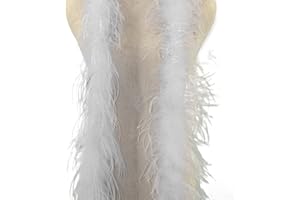 BYNYXI Feather Boa, 200 cm Fluffy Marabou Feather Boa for Crafts, Natural Ostrich Feather Scarf, Feather Boa, White Feather Scarf, Feather Stole for Women, Children, Carnival, Fancy Dress, Stole