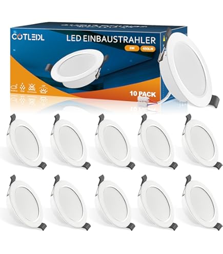 ALUSSO LIGHTING Lot De 12 Spot LED Encastrable 68mm, 4W 230V Spots De Plafond Encastre 3000K 4000K 6500K Réglable, IP44 Spot Salle De Bain LED Pour Salon Cuisine, Nickel,Rond