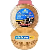 Papro Airfryer Pişirme Kağıdı,Frit&ouml;z Yağlı Kağıdı Tek Kullanımlık Fırın,Frit&ouml;z Pişirme kağıdı 25'li 16x16cm