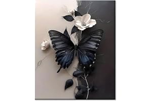 Gutluz Malen nach Zahlen Erwachsene Schmetterling- Paint by Numbers Adult Butterfly - Cheerful Painting Kits - Malen Nach Zahlen Erwachsene Leinwand Pinsel - Malen-Nach-Zahlen Kinder 40x50cm(CD157)