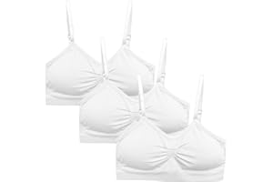 HORNICE 3 Pcs Girls Bra No Underwire Underwear with Removable Bust Pad and Adjustable Strap for Kids Teens 12-18 Years