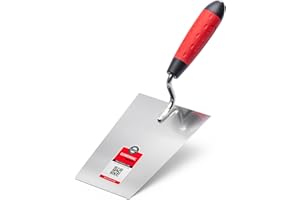 COMENSAL Truelle de Maçon 180 mm - Truelle à Bout Carré - Truelle Carrée avec Poignée Souple - Truelle avec Lame en Acier - Made in EU