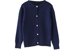 SMILING PINKER Ragazze Cardigan Basic Bambini Cardigan Manica Lunga Scuola Maglieria