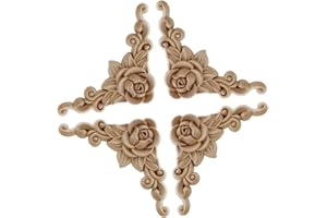 ARMYJY 4 Piezas de Madera Tallada Esquina Onlay Apliques Muebles molduras decoración calcomanía