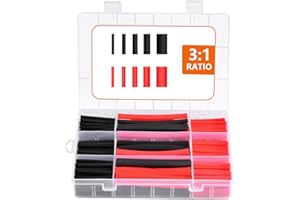 ‎UYTAG Schrumpfschlauch Set, 3:1 Schrumpfverhältnis mit kleber und Doppelwand Eventronic wasserdicht schrumpfschlauch Schwarz & Rot 300 Stück