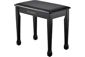 FILISITE Piano Bench with Waterproof Padded Cushion, Makeup Stools for Vanity, Bench for Living Room/Bedroom (Black)