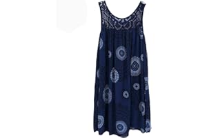 SHOBDW MUJER Vestidos Mujer Verano 2021 Nuevo SHOBDW Floral Vestidos Casual Cuello Redondo Sin Mangas Suelto Retro Elegante Vestidos de Fiesta Mujer Cortos Talla Grande