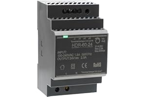IGEYAPA Alimentatore da 24V 2.5A 60W per Montaggio su Binario DIN, Trasformatore Switching AC-DC per Illuminazione LED Industriale e Automazione HDR-60-24