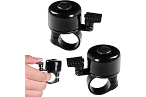 RAMONI Bike Bell, 2 Pieces Bike Bell, Bicycle Bell with Loud Crisp Clear Sound, Adjustable Bike Ring Bell, Mini Bike Bell for Adults Kids, Road Bike Mountain Bike Sports Bike (Black)