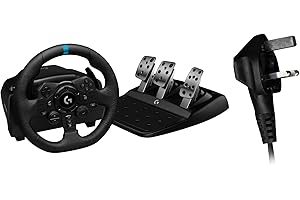 Logitech G923 USB Volante da Corsa e Pedali per PS5, PS4 e PC, UK Inglese Spina di Alimentazione Tipo G, Nero