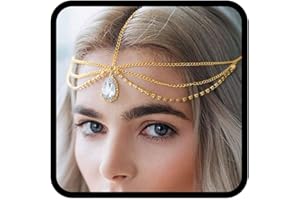 Runmi Fascia per capelli con strass a strati, color oro, accessorio per capelli per feste e damigelle d'onore