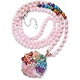 Top Plaza 7 Chakra Healing Crystal Natural Round Gemstone Pendant Necklace Life Tree Copper Wire Wrapped Beads Necklaces Reiki Jewelry for Women