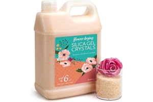 LotFancy Silica Gel for Drying Flowers 6 lbs (2.72 kg), Silica Sand with Indicator, Reusable Desiccant, Fine Crystals < 1 mm for Flowers