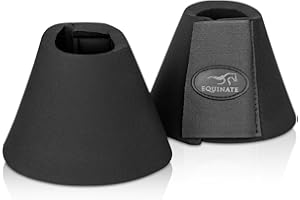 Equinate Hufglocken Denver XL Schwarz - Robuste und stoßdämpfende Neopren Springglocken - Hufschutz für Training und Turniere - 2er Set